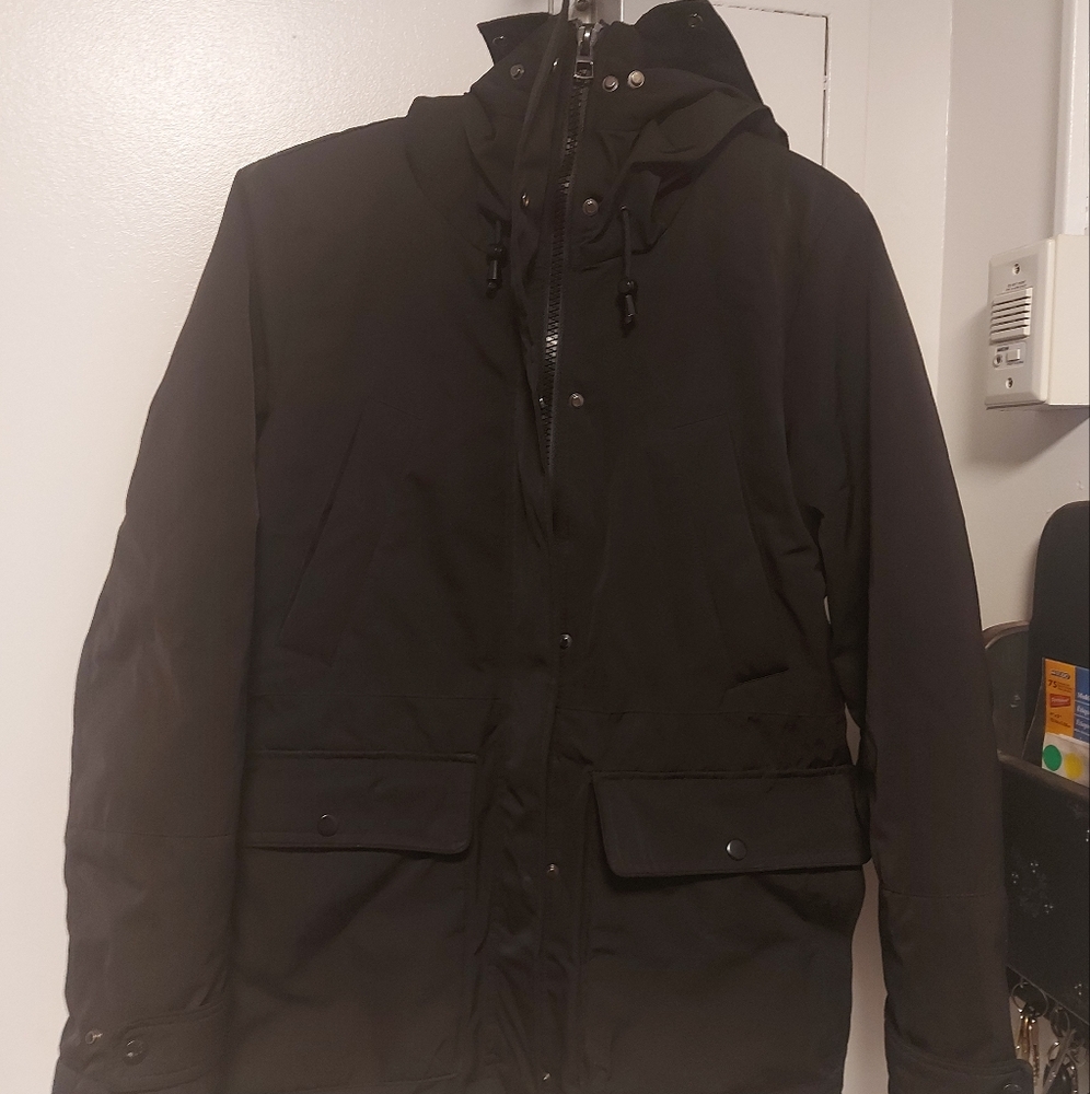 Zara winter black parka coat with hoodie size M Medium Moyenne